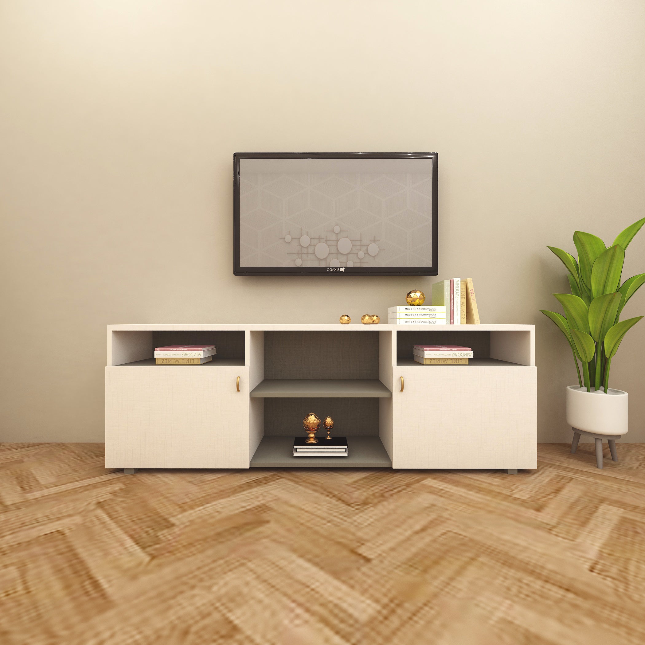 Modern Wooden TV Cabinet – Elegant & Functional Storage Solution