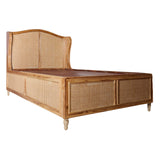 SMAART CRAAFTS Rattan Solid Mango Wood Queen Size Bed