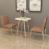 SRK Furniture Modern Marble Round Dining Metal 2 Seater Dining Set