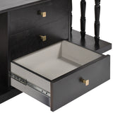 Elegant Black Wooden Console Table with Storage Drawers