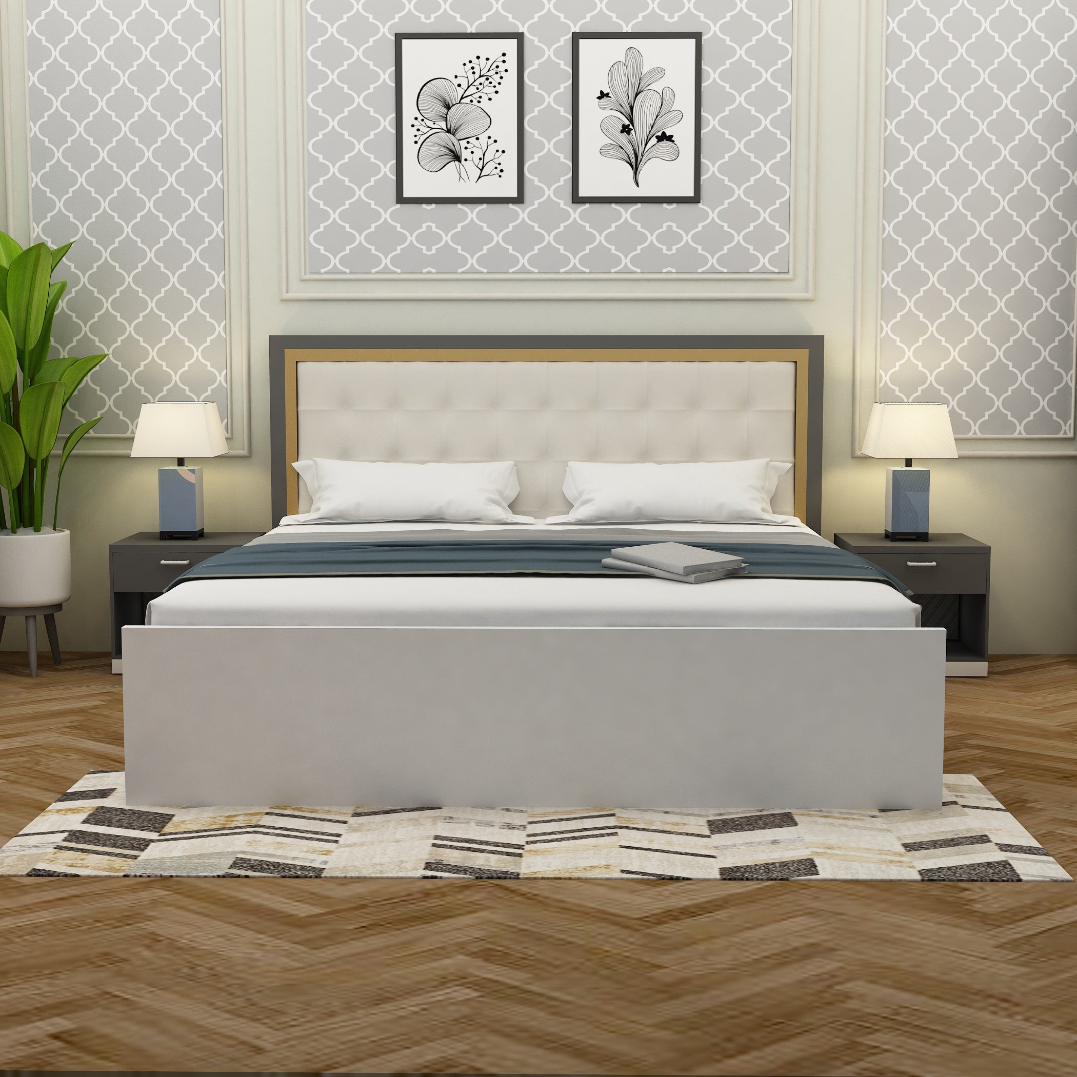 Elegant Wooden Bed Frame – Timeless Craftsmanship for Your Bedroom