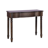 Elegant Curved Front Console Table with Drawer  Dark Wood Finish