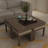 SRK Modular Furniture Decor  Wood Center Tea Table for Living room Furniture With 4 Stools Solid Wood Coffee Table