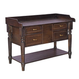 Elegant Dark Wood Console Table with Drawers and Shelf