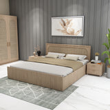 SRK Elegant Wooden Bed With Bedside Table