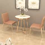 SRK Furniture Modern Marble Round Dining Metal 2 Seater Dining Set