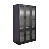 Elegant Fluted Glass Storage Cabinet with Matching Console Tables