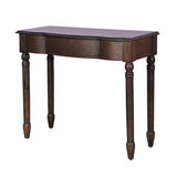 Elegant Curved Front Console Table with Drawer  Dark Wood Finish