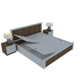 SRK Wooden Designer Queen Size Bed With Bedside Table