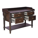 Elegant Dark Wood Console Table with Drawers and Shelf