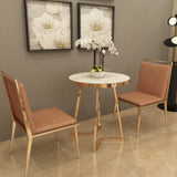 SRK Furniture Modern Marble Round Dining Metal 2 Seater Dining Set