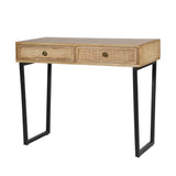Modern Wooden Console Table with Cane Drawers