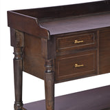 Elegant Dark Wood Console Table with Drawers and Shelf