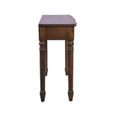 Elegant Curved Front Console Table with Drawer  Dark Wood Finish