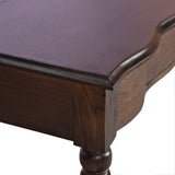 Elegant Curved Front Console Table with Drawer  Dark Wood Finish