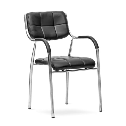 Office/Visitor/Study Chair in Black Leatherette Office Arm Chair