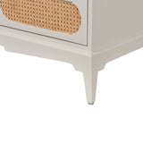 Elegant White Dresser with Cane Panel Drawers 4 Drawer Storage Chest