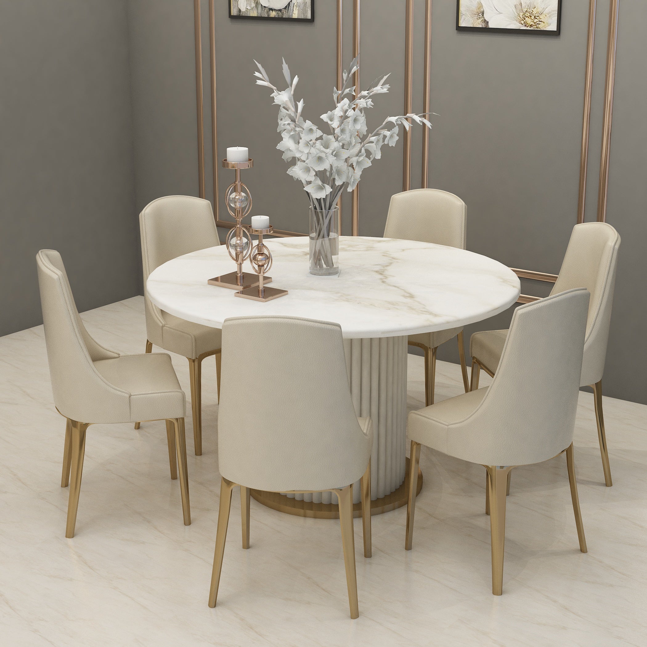 SRK Furniture White Cobe Dining Table