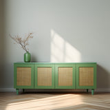 Srk -Light Green Rattan Sideboard