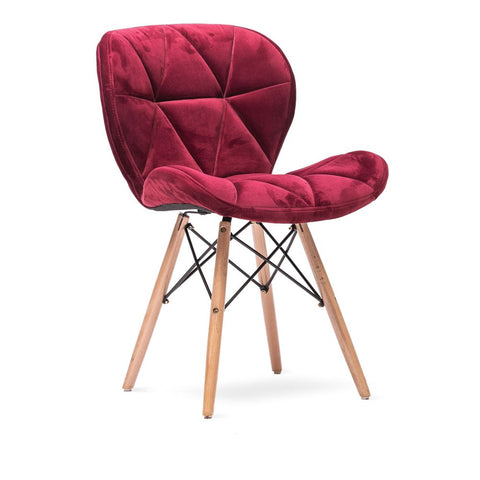 Wooden Legs in Velvet Chair For Cafe And Restaurants