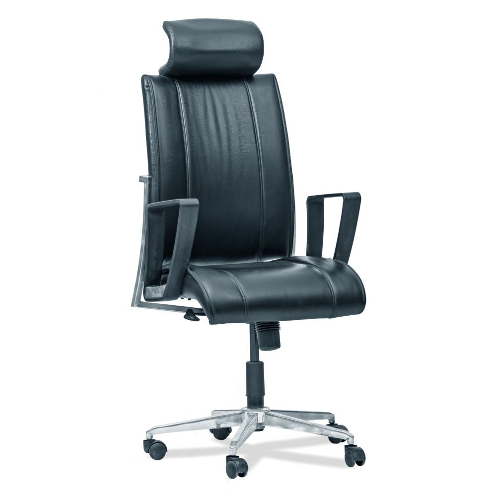 Leather Headrest High Back Executive Chair in Black Color