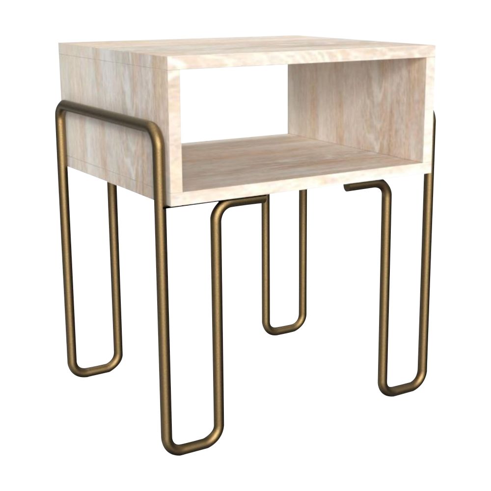 Metal Frame wooden Shelves  Side Table  Nightstand Lamp Table