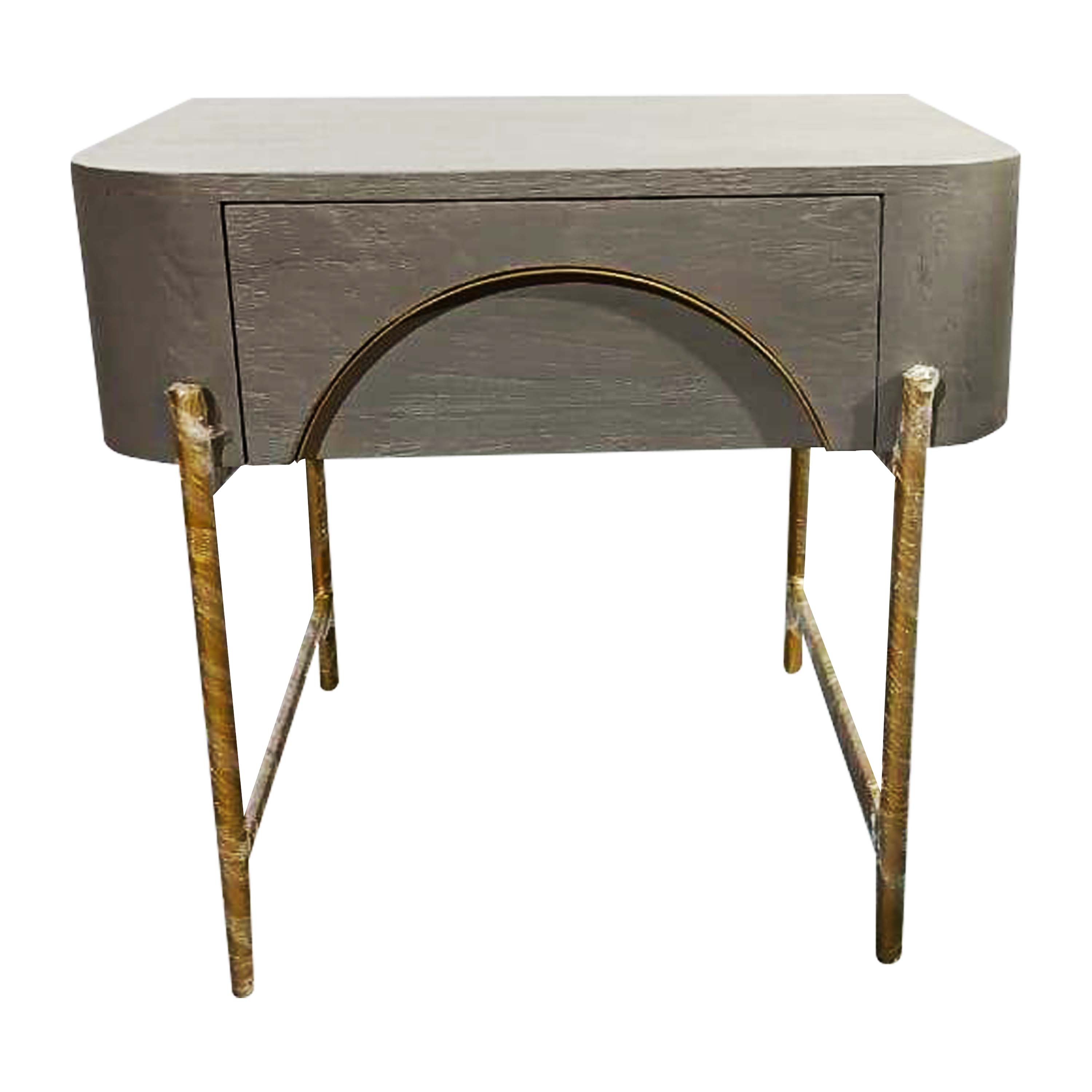 Wooden Cabinet  Grey Polished  with Brass handles