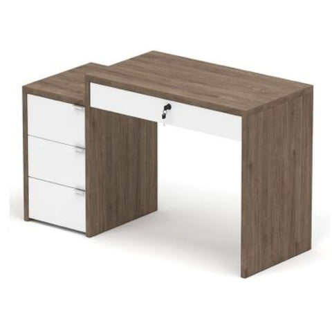 Engineered Wood Study Computer table Home Office Modern Study Table Engineered Wood, Walnut Frosty White color with 3 drawer Stroage