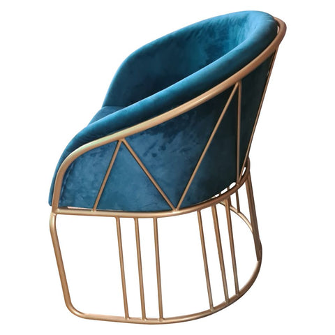Upholstered in soft velvet Chair in Metal Frame