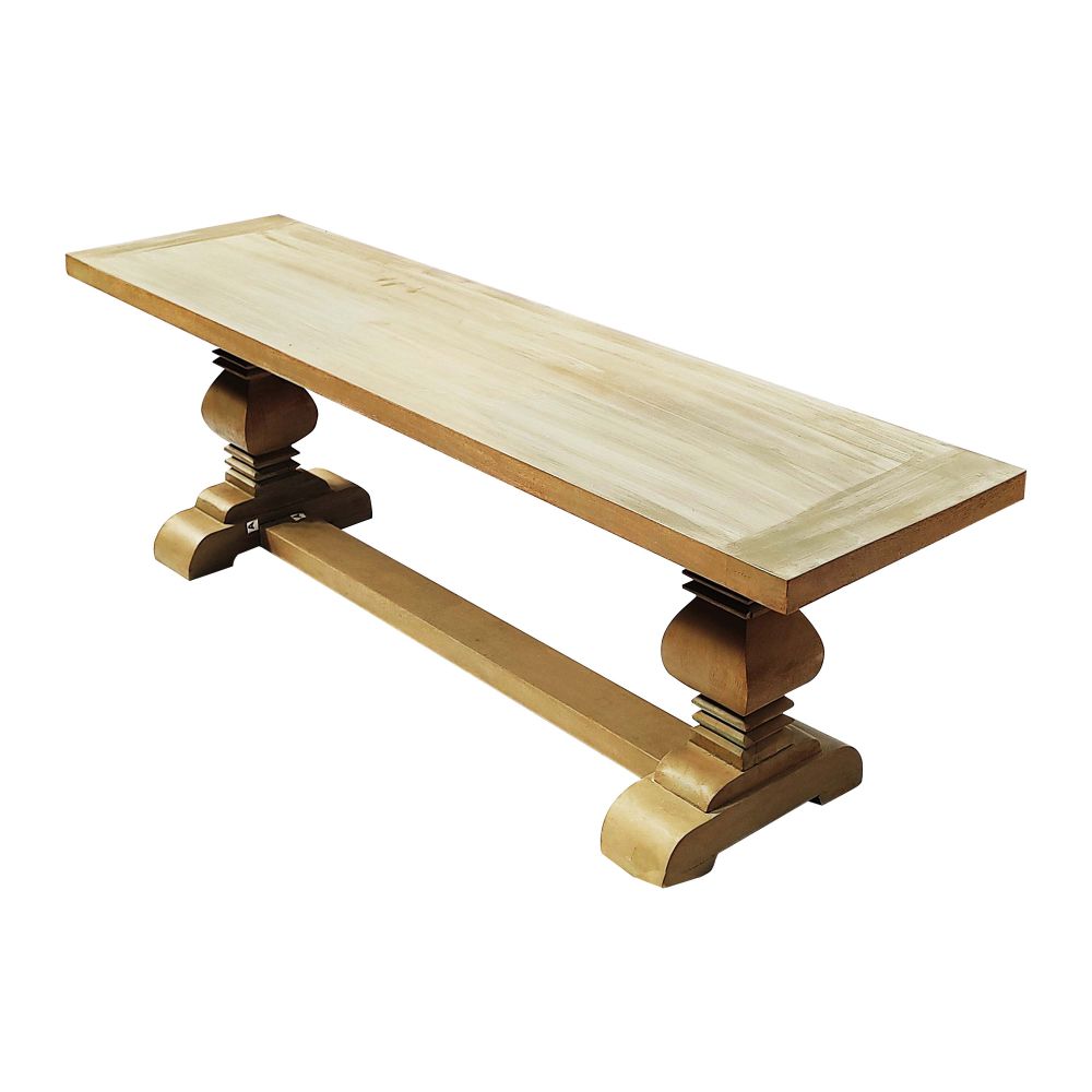 Bench with dining table rectangle shape natural mango wood finish