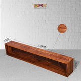 Floating Media Console Table with Solid Walnut Finish
