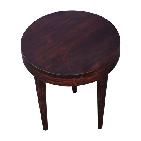 Solid sagwan wood classic round coffee/center table with walnut finish