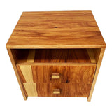 wood side table  with natural finish with two drawers