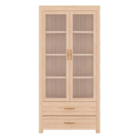 Glass Door Wooden Almirah Storage Cabinet