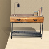 Two Drawer Console Table Natural Wood Finish For Living Room/ Study Room