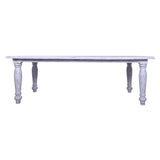 White distressed dining table farm house villa center table in sagwan wood