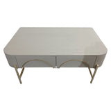Wooden Study Table Grey Polished  with Brass handles
