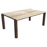 Marble Veneer Top Wooden Coffee Table  For Living Room