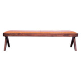 Leather  Seating Bench Natural  Wood Finish For Living Room