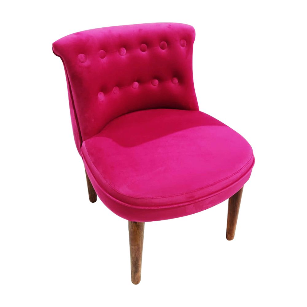 Upholstered Pink Fabric Sofa For Living Room With Wooden Legs
