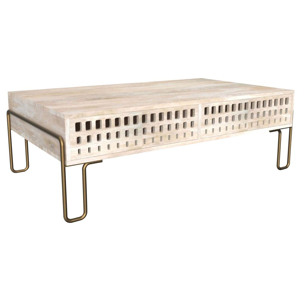 Contemporary Table  With Metal Legs Minamilist Style Wooden Top Coffee And Center Table