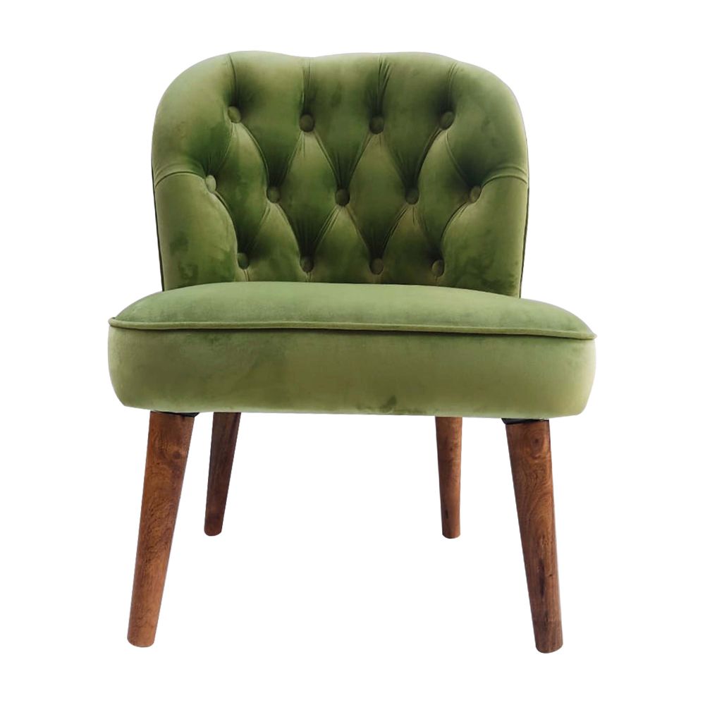 Upholstered  Velvet Chair With Cushion Wooden Legs For Living Room