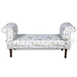 Fabric printed upholstered wooden bench for lounge walnut finish on legs