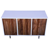 Double Colour Solid Wooden TV Table with Secured Metal Legs Desk for Living Room   White painted shutters and walnut finish body