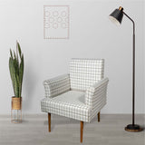 Sofa chair in sagwan wood upholstered seat printed fabric arm chair wooden legs