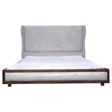 Wooden leather bed in rectangle