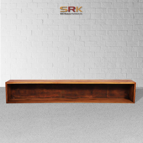 Floating Media Console Table with Solid Walnut Finish