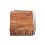Bedsite drawer sagwan wood fluted front with natural finish