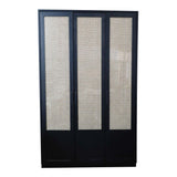 TEAK WOOD  RATTAN CANING WITH GLASS SHUTTERS  WARDROBE  ALMIRAH STORAGE CABINET. FULL HEIGHT 8 FT