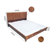 Wooden Bed Fluted Back (6X6 ft)  Natural Wood Walnut Finish